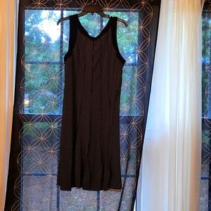 Pleaded black polka dot dress